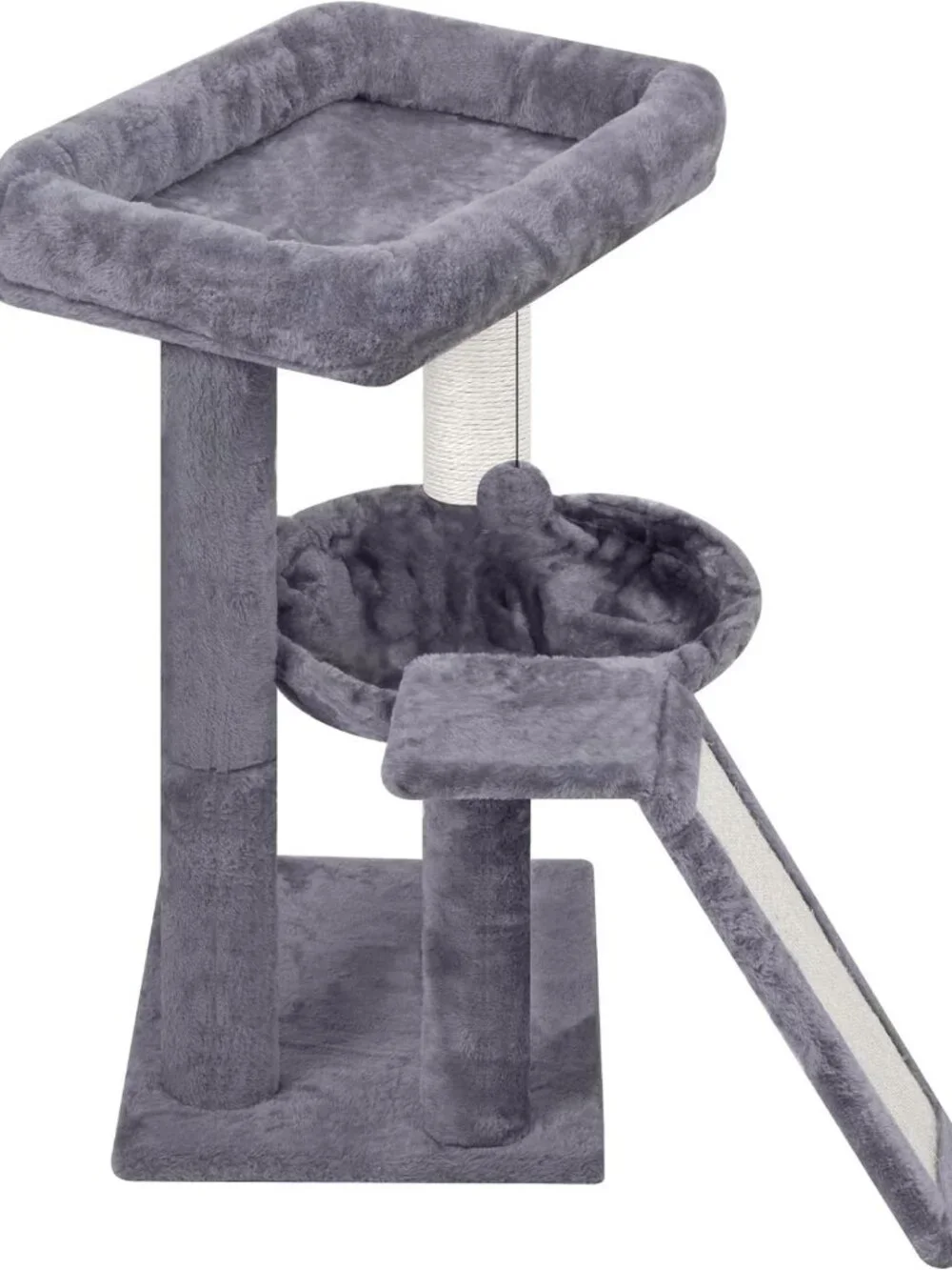 Cozy Cat Tree Tower with Scratching Post, Playful Toy Balls & Hammock - Grey